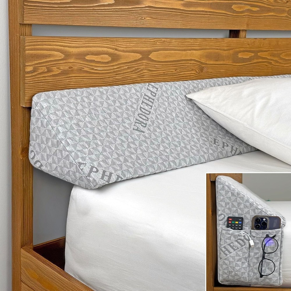 Triangle Bed Wedge Pillow for Headboard Gap Filler 0-8 Inches King Size