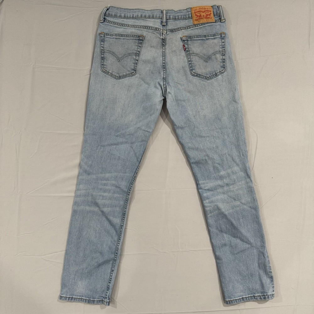 Levis 511 Jeans Men 34x32 Slim Straight Whiskering Fading Light Wash Denim Pants