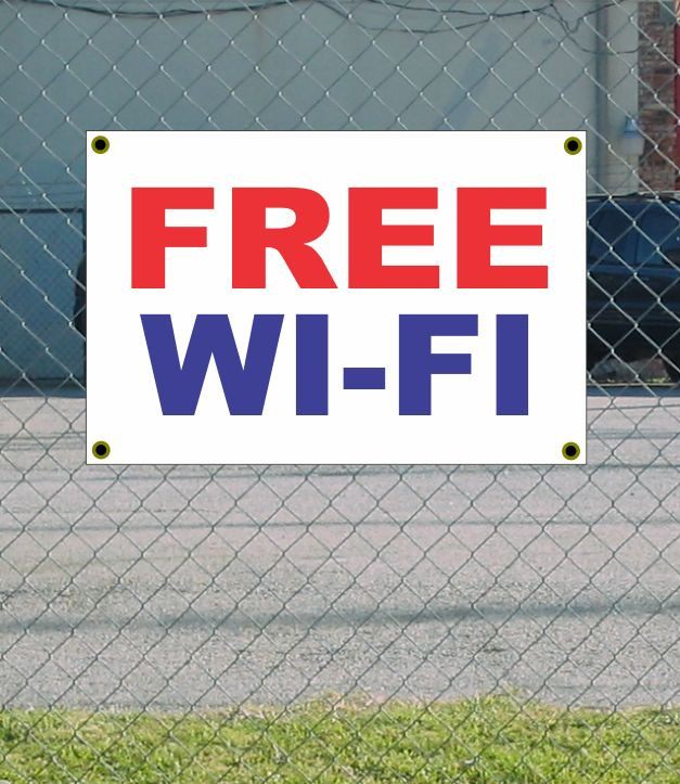 Get 2x3 FREE WI-FI Red White & Blue Banner Sign NEW Discount Size & Price