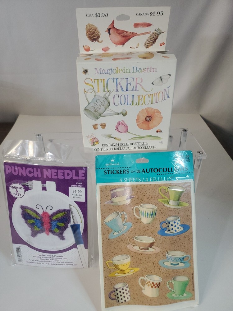 Punch Needle Kit Colorful Butterfly & Vintage Hallmark Stickers
