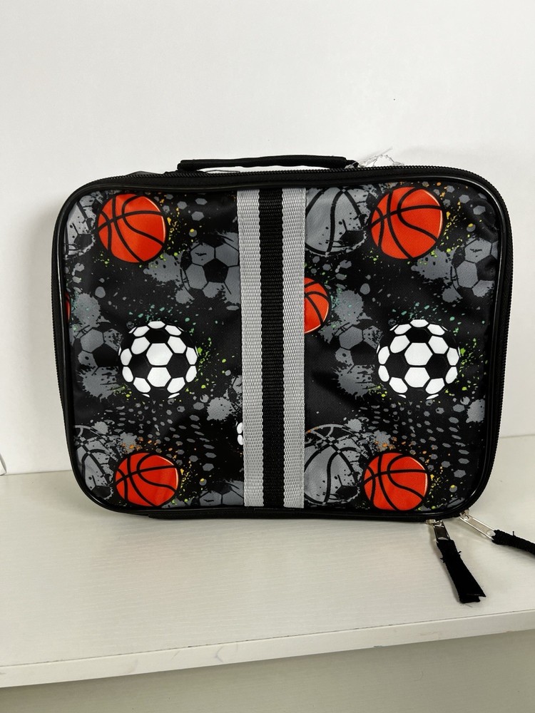 Basketball Soccer Kids Lunch Box – Insulated Reusable School Bag for Boys & Girl
