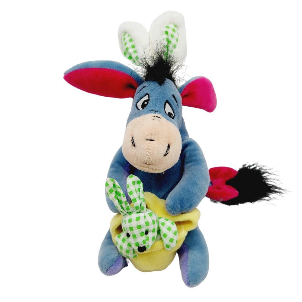 Disney Store Eeyore Gingham Basket Bunny Bean Bag Stuffed Easter Plush 8