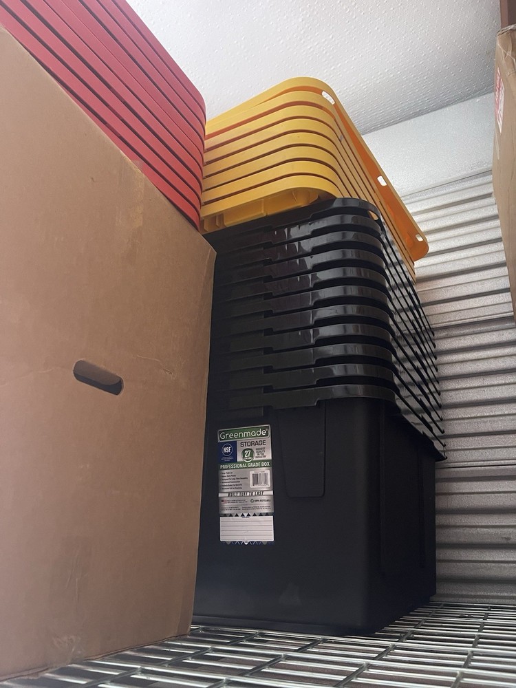 Greenmade 27 Gallon Storage Bin Tote with Lid Heavy Duty 8-Pack