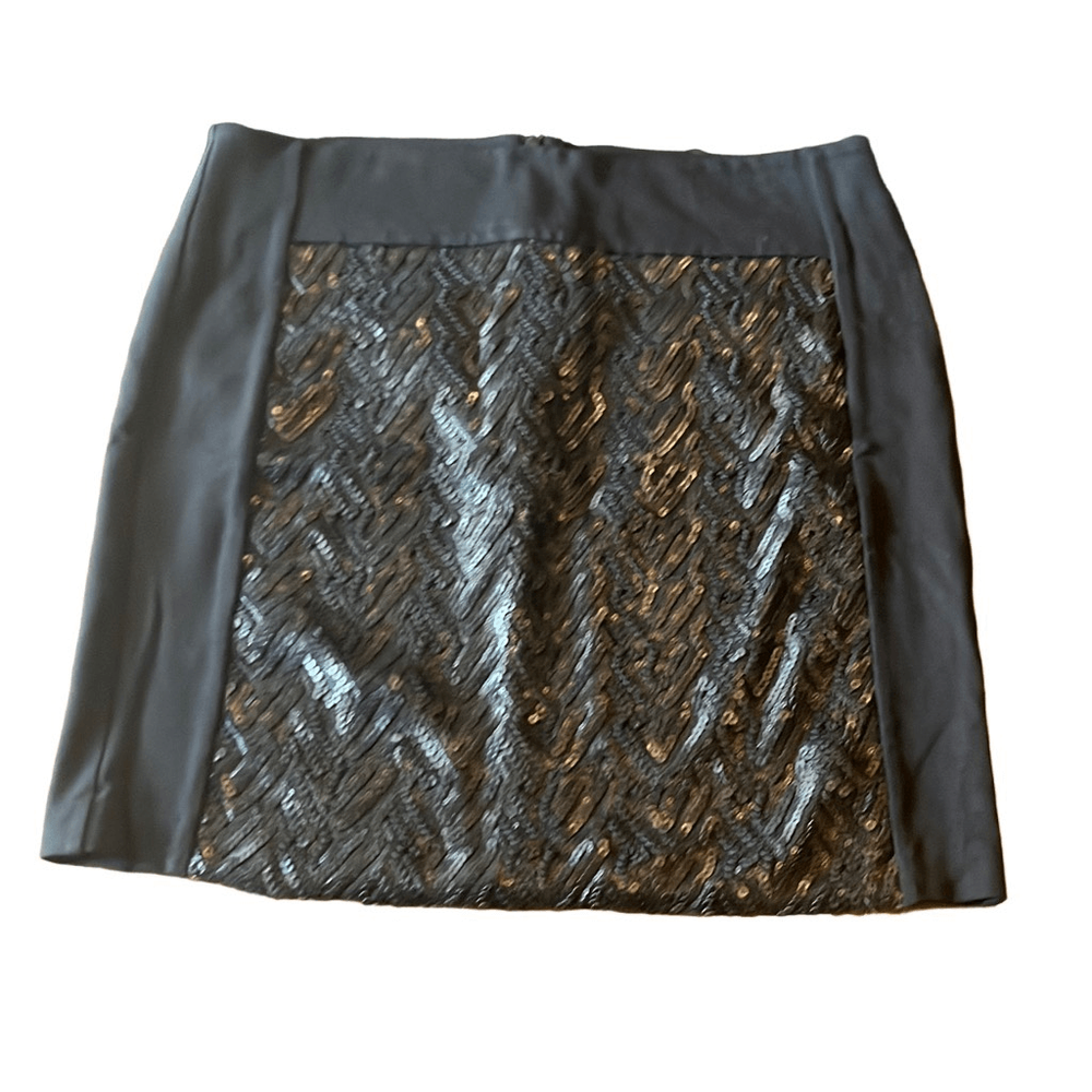 Cato Black Sequin Zigzag Mini Skirt Stretchy Party Cocktail Date Night Outfit