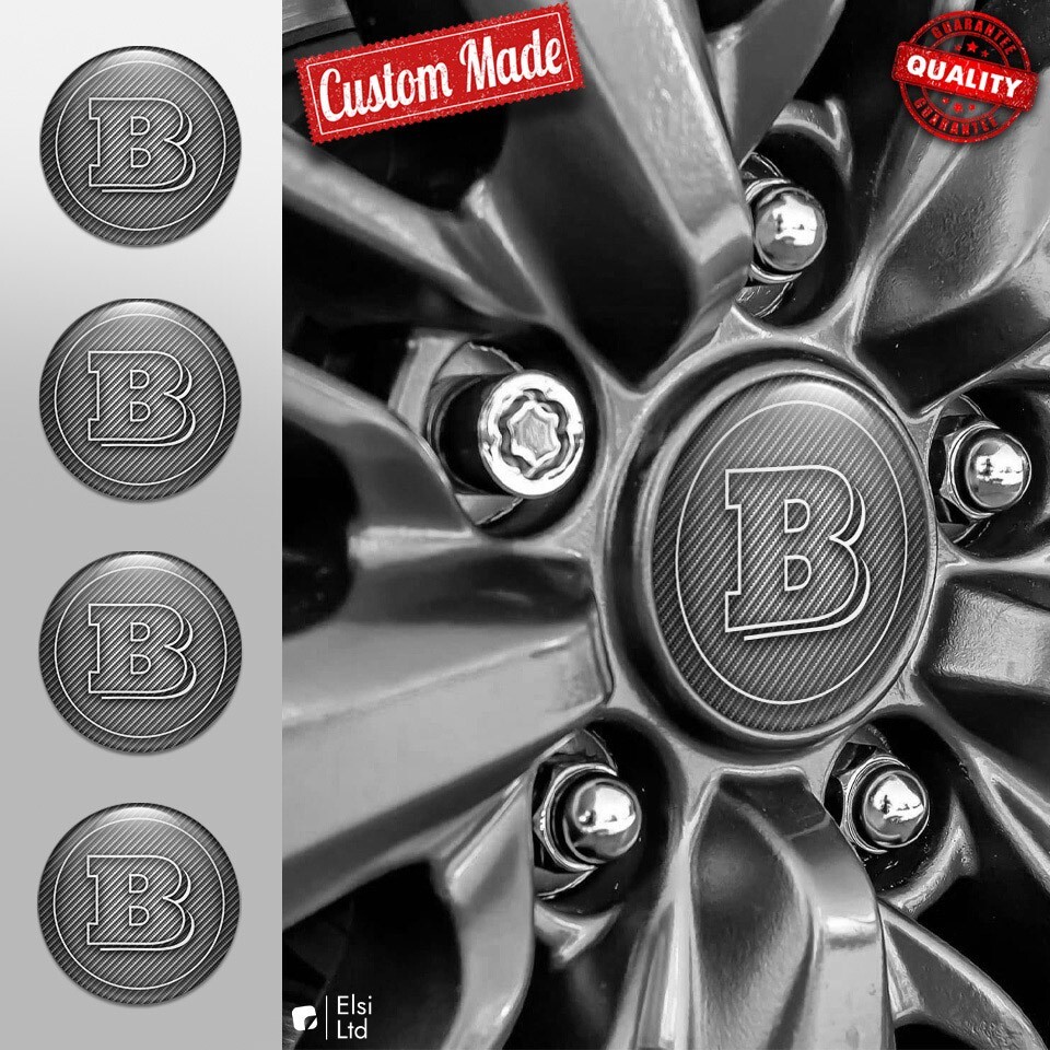 Brabus Wheel Cap Decals 4pcs Set Custom Rim Emblems