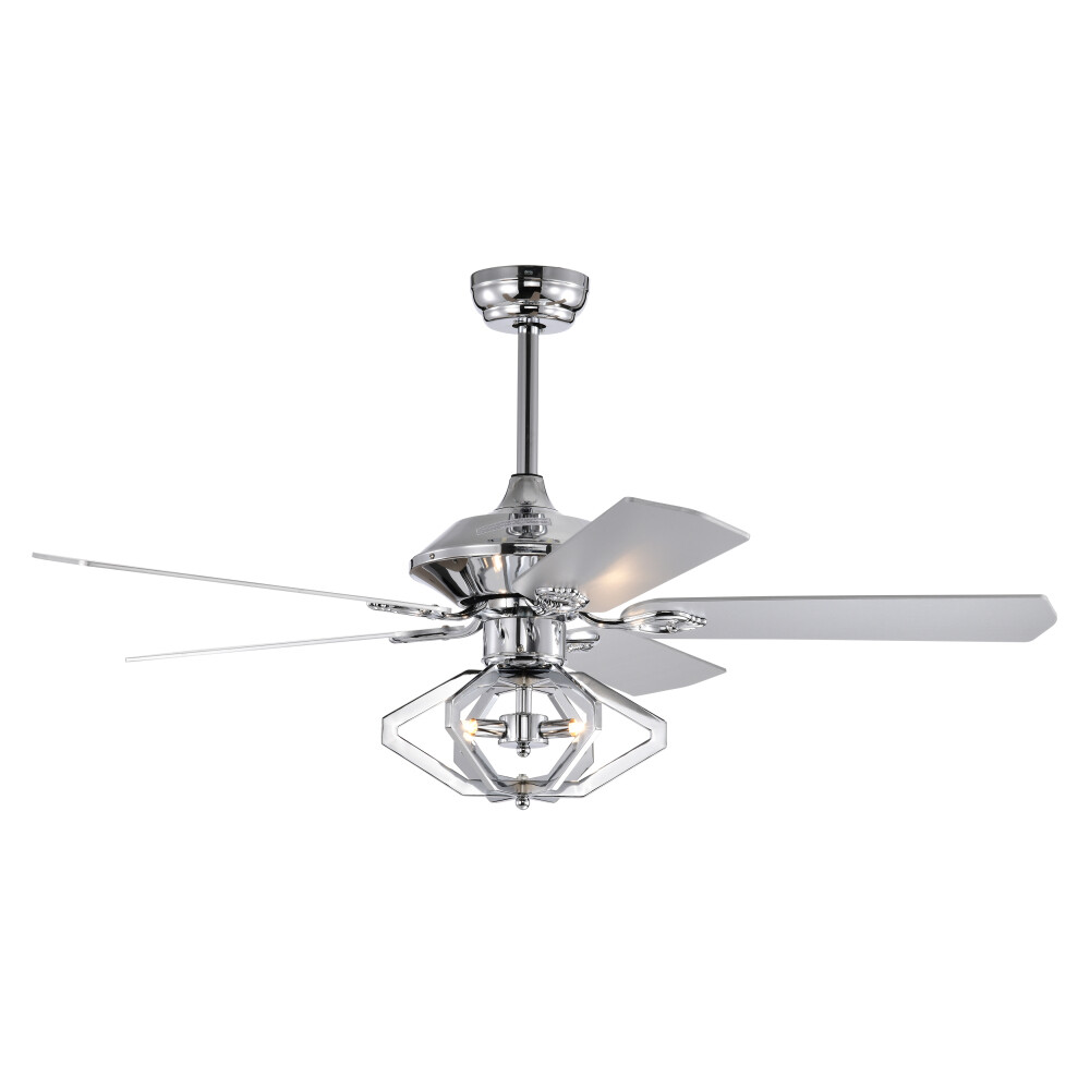 52-Inch Dual Wood 5-Blade Crystal Ceiling Fan with Remote Control