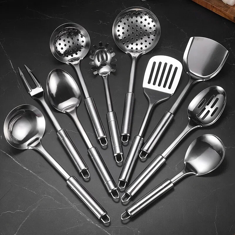10pcs/set, Stainless Stell Utensil Set, Kitchen Utensil Set, Safety Cooking