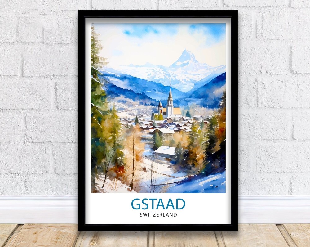Gstaad Switzerland Travel Print Wall Decor Wall Art Gstaad Wall Hanging Home