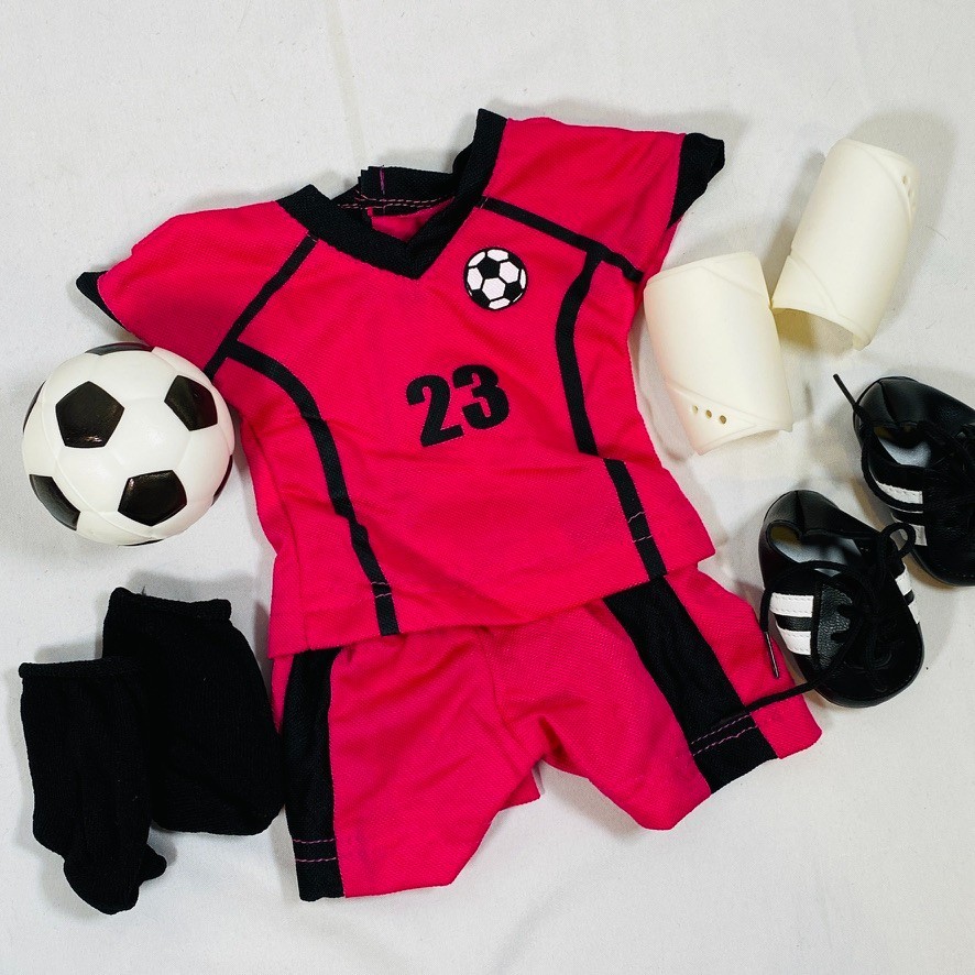 Pink Jersey/Shorts Soccer Ball Player Complete Outfit for 18