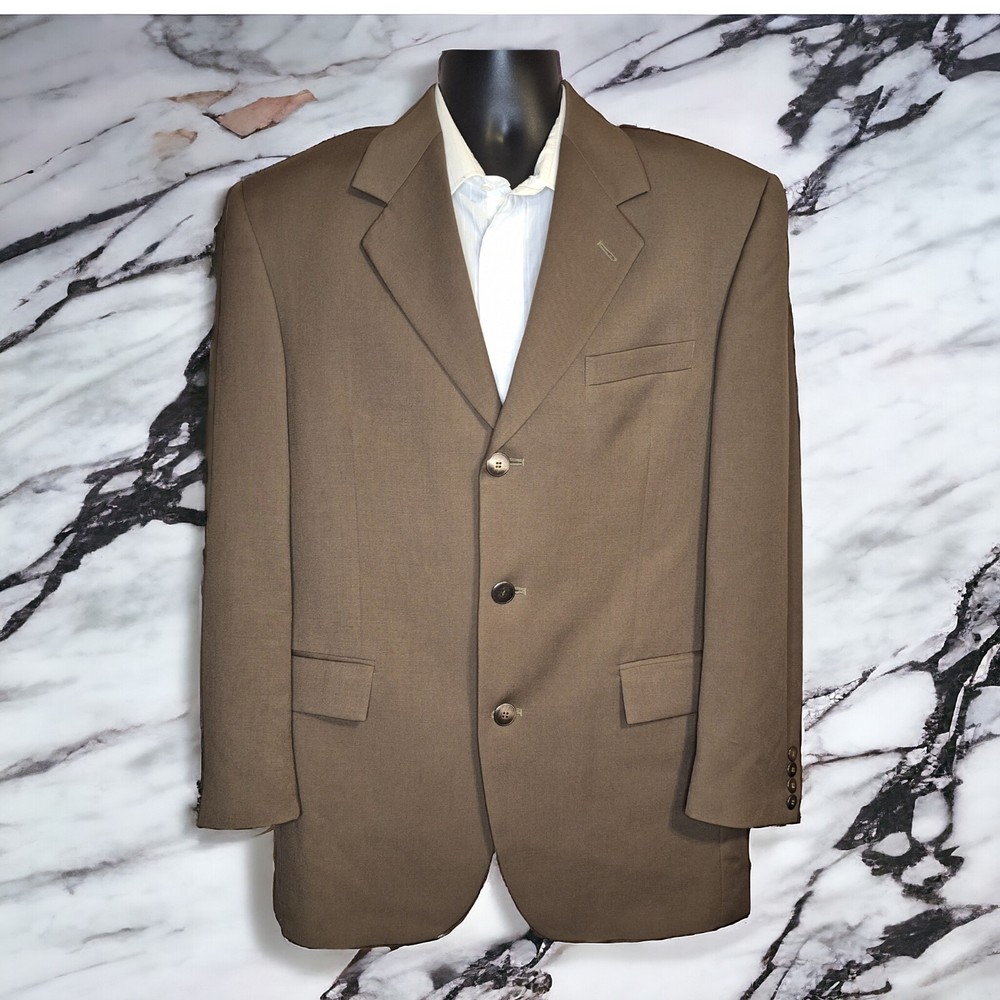 Andrew Fezza New York Sport Coat Blazer Mens 38R Green 3 Button Super 100 Wool