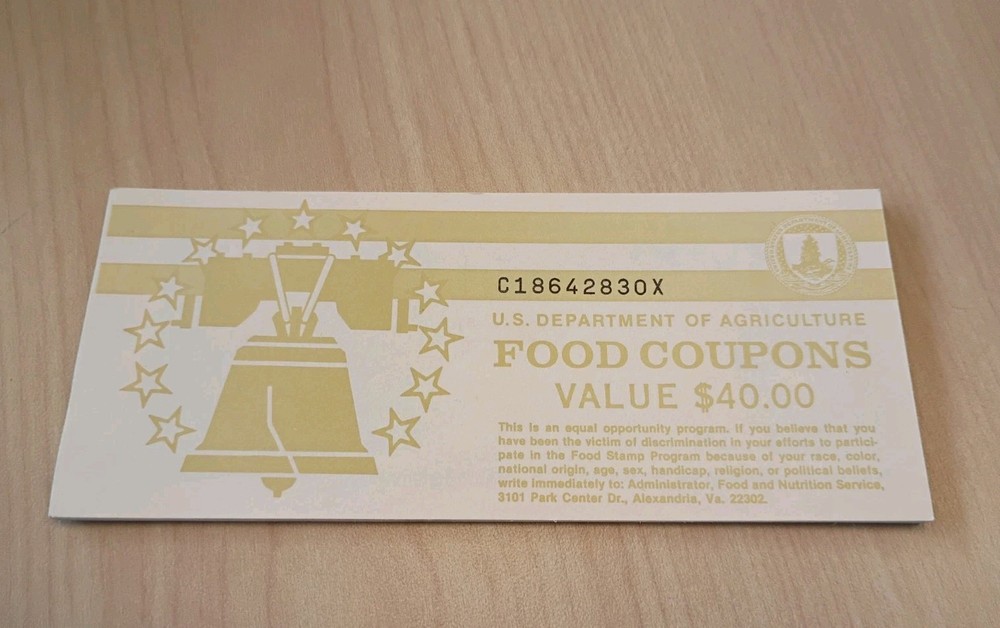 Full $40 food stamp coupon book Series 1997 B stamps 8x $5-image