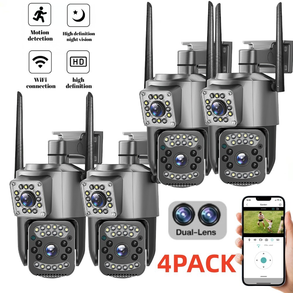 4MP Dual Lens WiFi IP Camera PTZ Outdoor Camera Wireless CCTV Security V380 APP