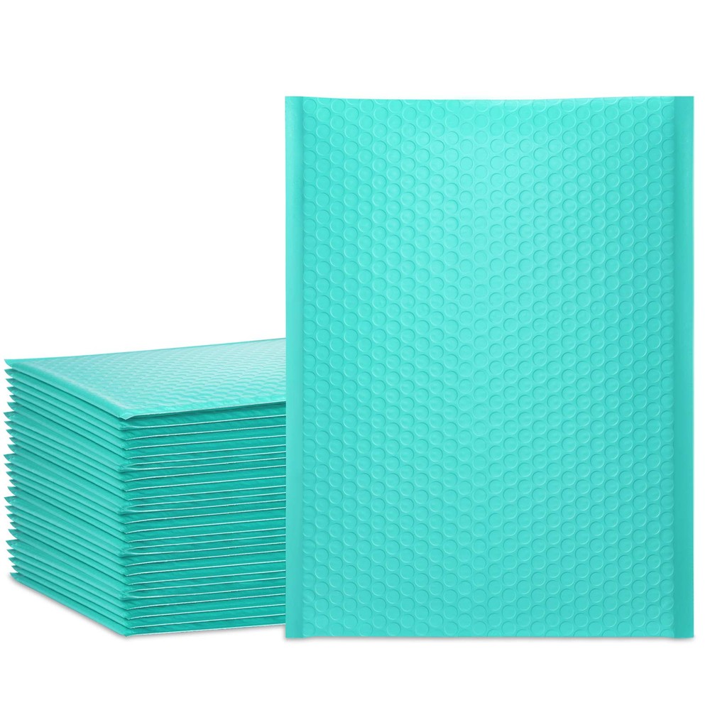 Teal 10.5x16 Inch Bubble Mailers 25 Pack Large #5 Poly Padded Envelopes Shipping