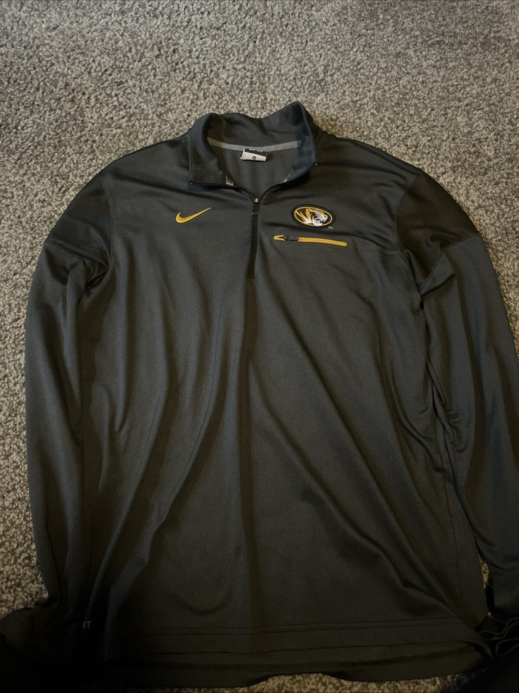 MISSOURI TIGERS NIKE DRI-FIT TRACK JACKET Pull Over GRAY/blk Sz Medium