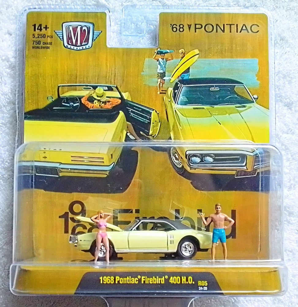 2024 M2 Machines Yellow 1968 PONTIAC FIREBIRD 400 H.O. 1:64 Diecast R05 24-20