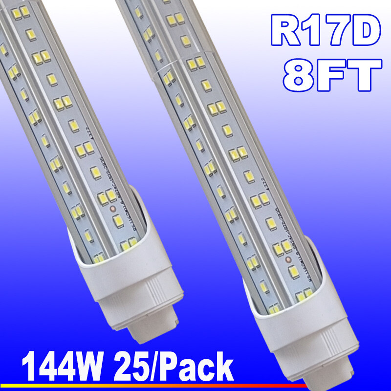 25Pack HO R17d T8 8Ft LED Shop Lights 144W 18000LM 8' LED Tube Light Bulbs 6500K