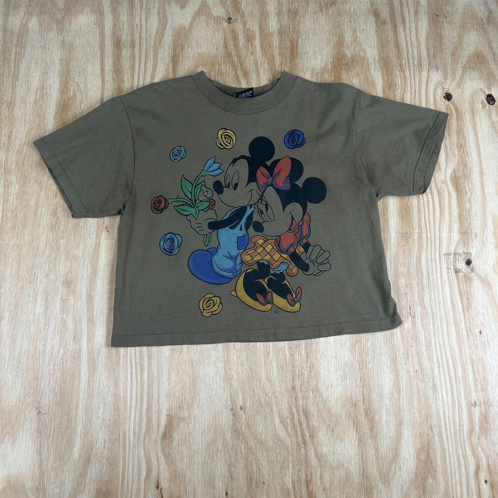 VTG Rare Disney Unlimited Mickey Mouse Jerry Leigh Brown Crop Top Women's Size S