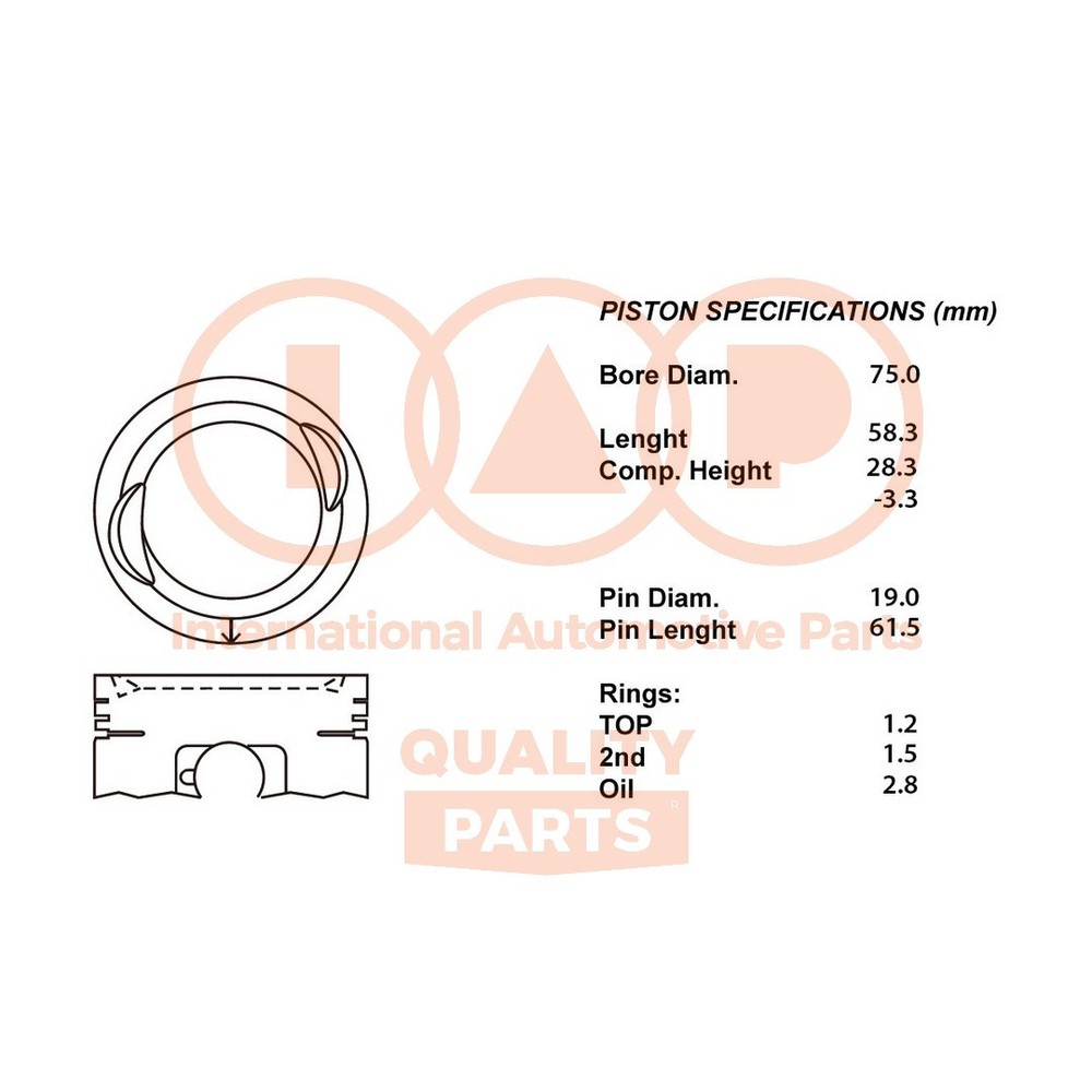 IAP QUALITY PARTS Complete Piston Series 100-16050 for Suzuki - Standard