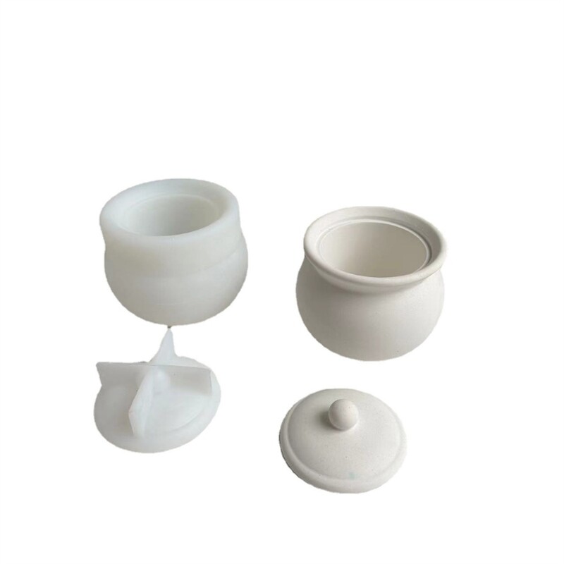 Silicone Resin Storage Jar Mould with Lid for DIY Crafts Decor