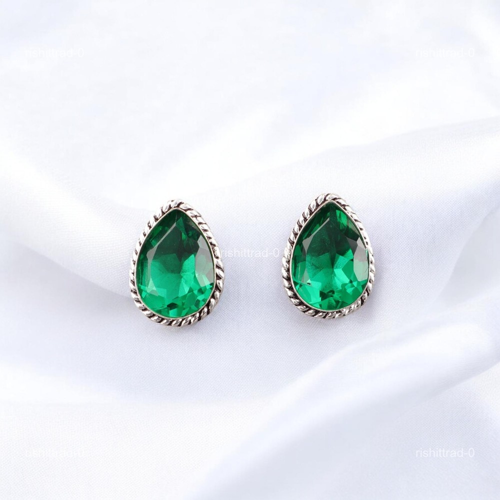 925 Silver Green Emerald Gemstone May Birth Statement Birthday Fathers Cufflinks