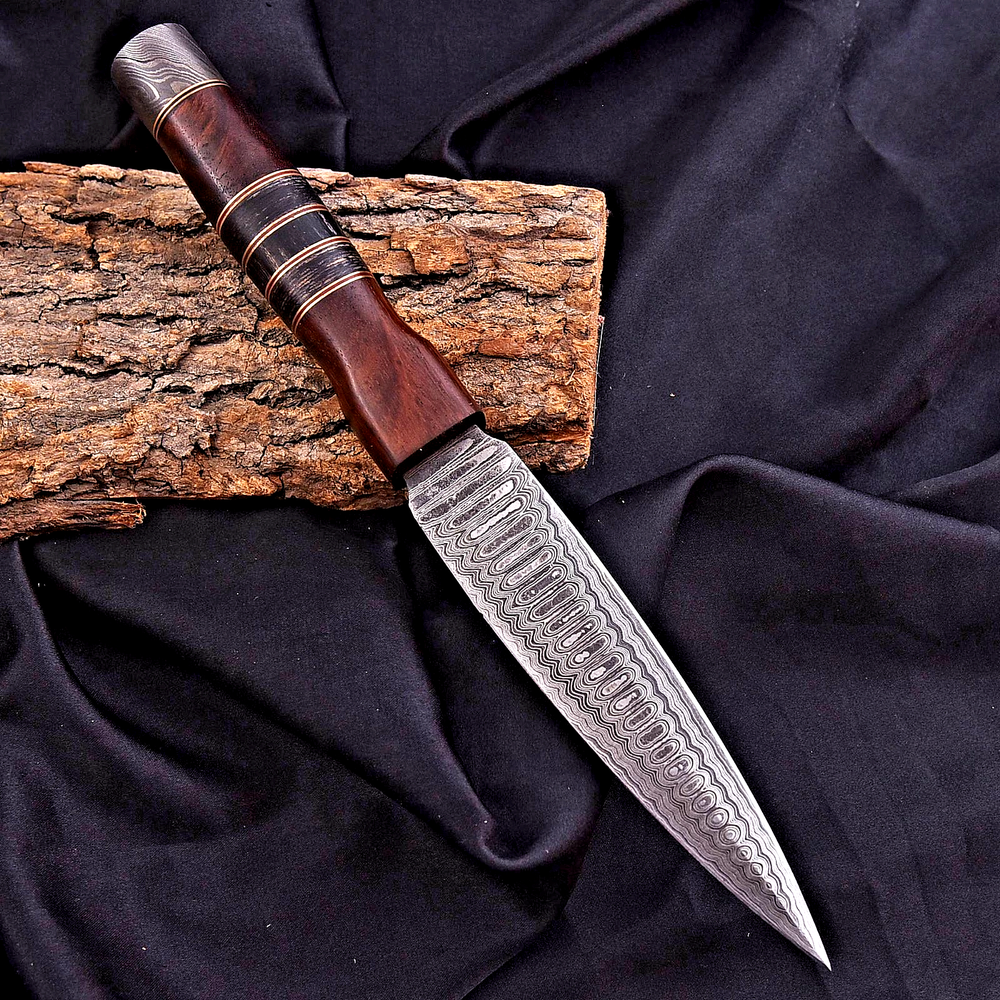 CUSTOM HAND MADE FORGED DAMASCUS STEEL BOOT KNIFE HUNTING DAGGER 2975
