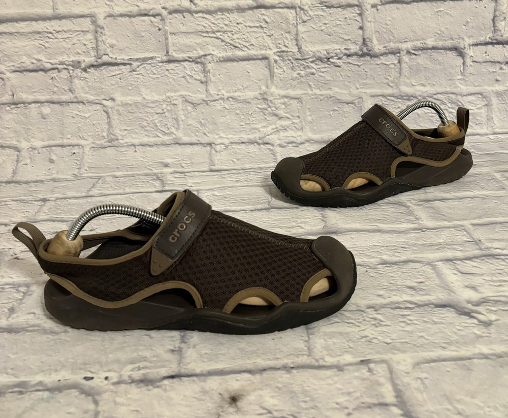 Men Crocs Swiftwater Mesh Deck Sandal 205289 Black 100 Authentic Size 10