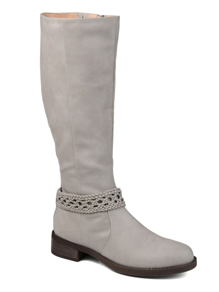 JOURNEE COLLECTION Womens Gray Wide Calf Round Toe Block Heel Riding Boot 7 M WC