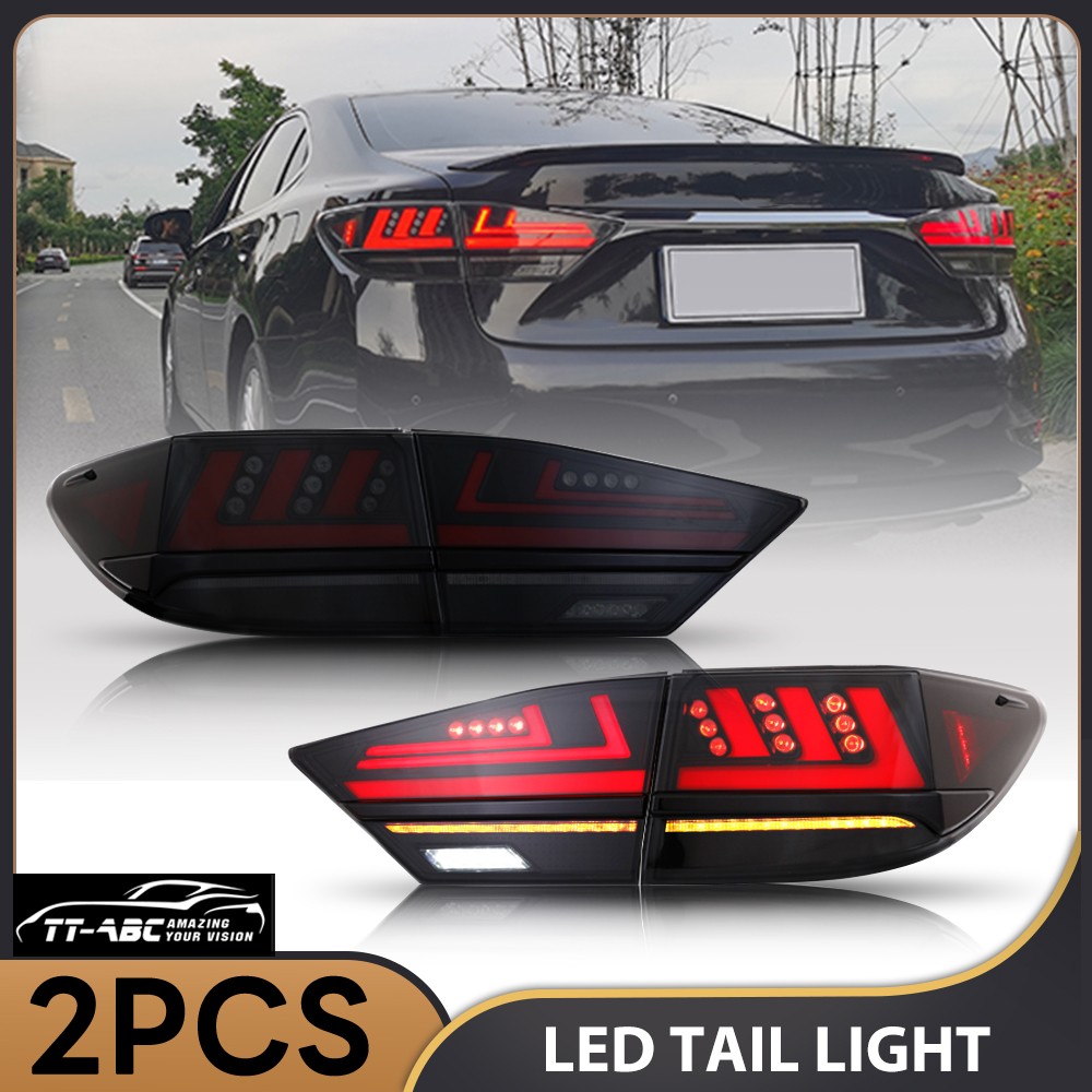 Pair LED Tail Lights For Lexus ES350 ES300h 2013-2018 Smoked Rear Lamps Assembly