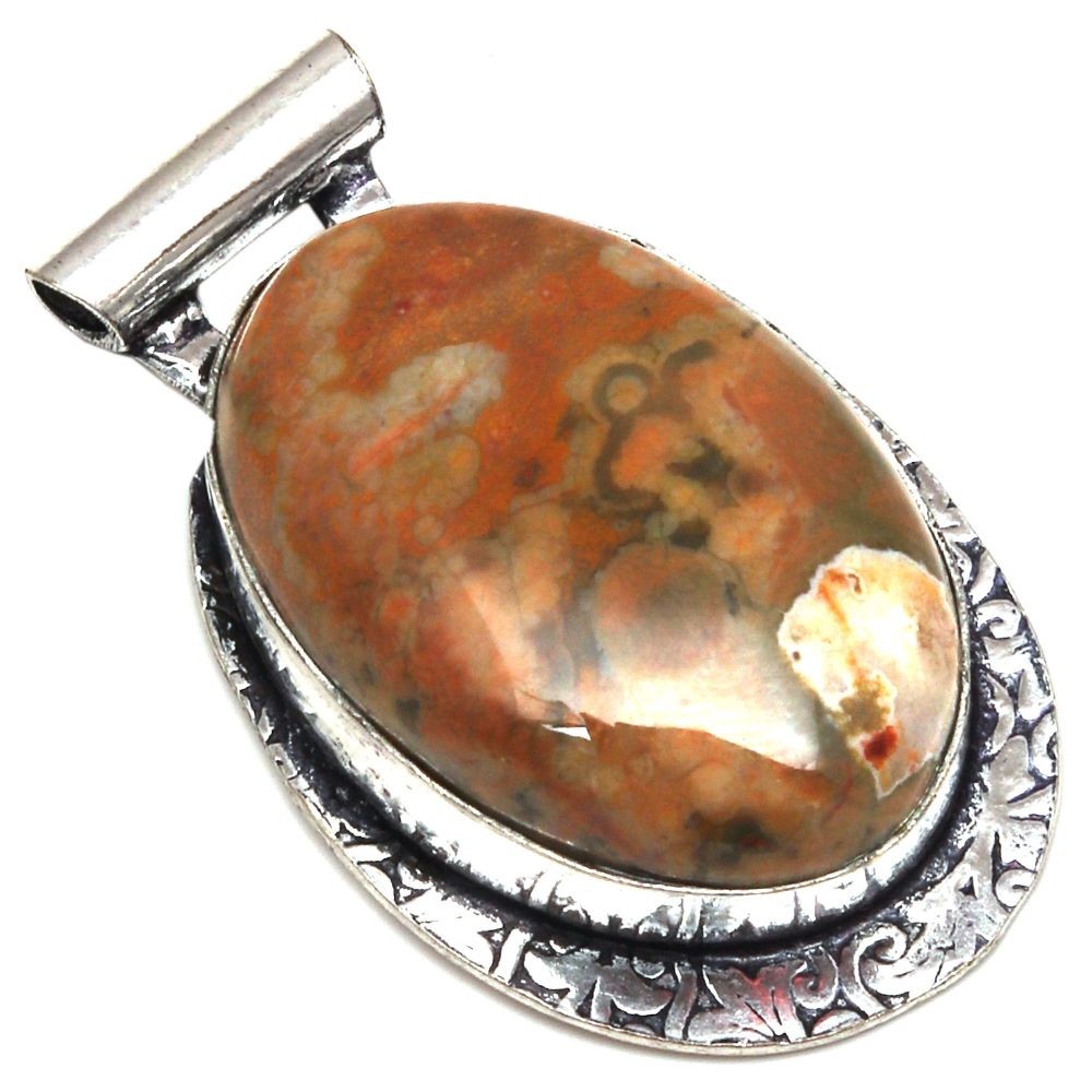 Rainforest Jasper Pendant Necklace in 925 Silver Jewelry Gift for Her 2 Inch  
