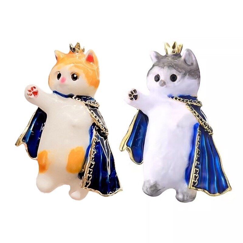 Stylish Animal Lapel Pin Cats King Shaped Brooch for Bag Hat Jackets Decoration