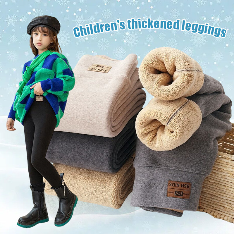 Winter Girl Leggings Children Thick Fleece Lined Pants Thermal Trouser Elastic