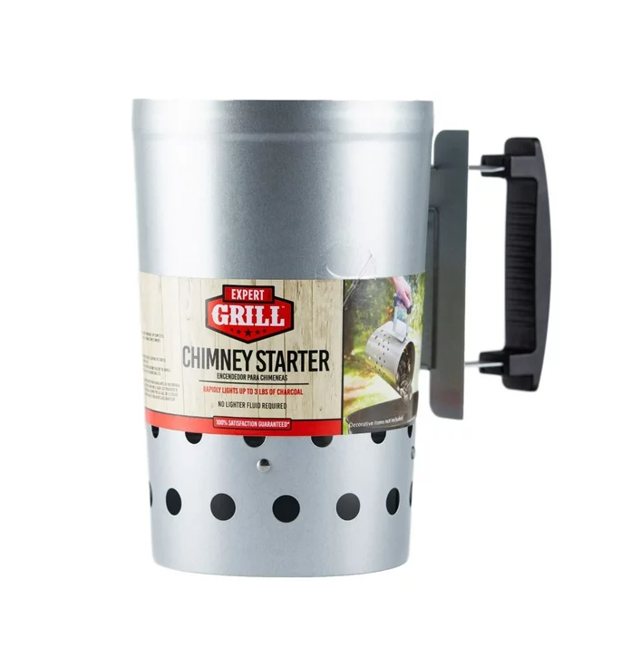 Expert Grill Chimney Starter with Safety Handle for Grilling ,Silver