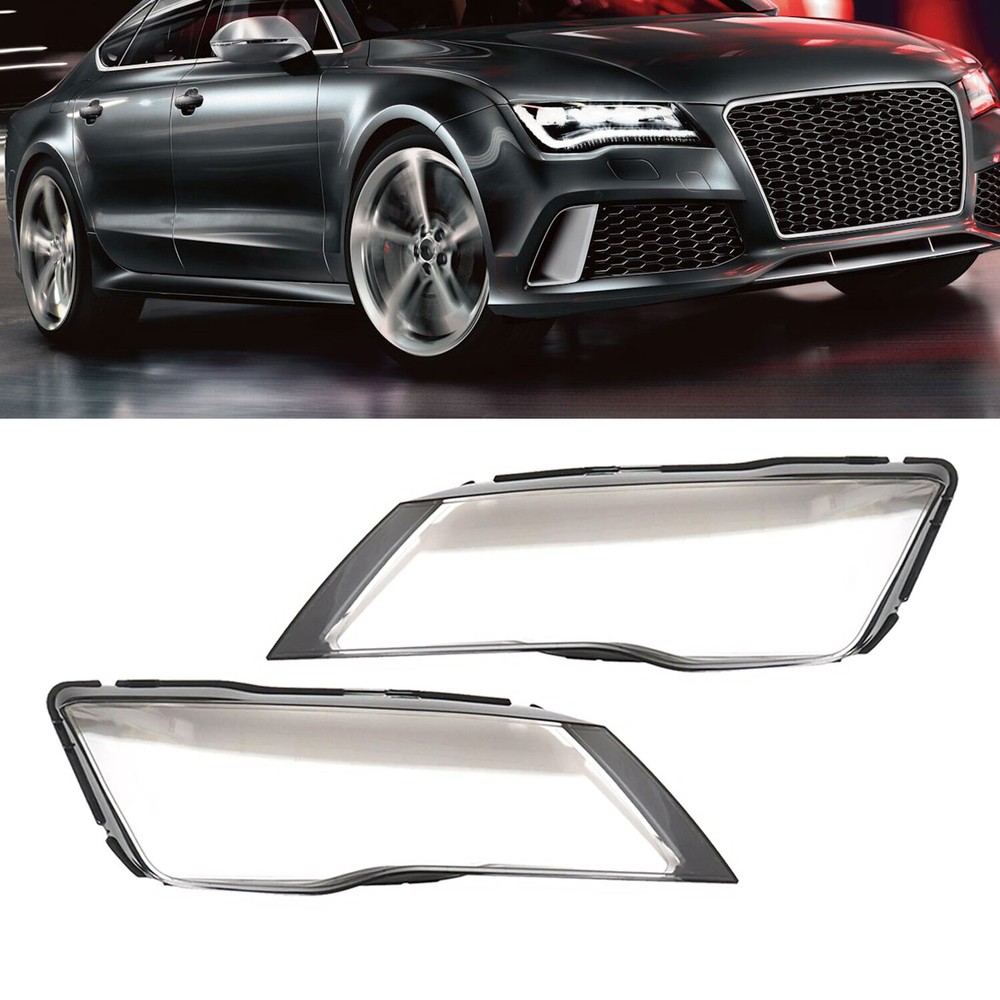 For Audi A7 S7 RS7 2012-2015 2x Front Headlight Clear Lens Shell+ Seal Glue