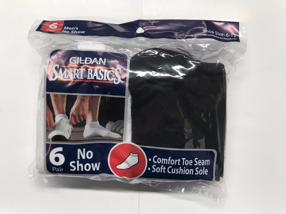 Gildan No Show Socks 18-Pack for Men in White & Black-image