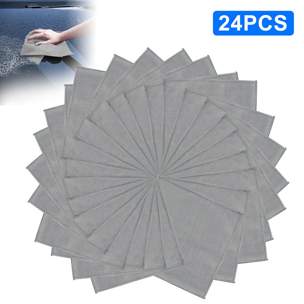 24-Pack Microfiber Cleaning Cloths for Scratch-Free Car Detailing & Polishing