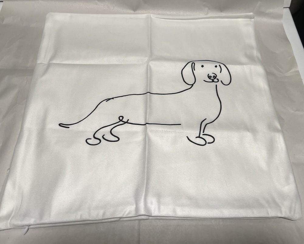 Dachshunds Silhouette Pillow Cover White (Case Only)  17.7 x 17.7 New.