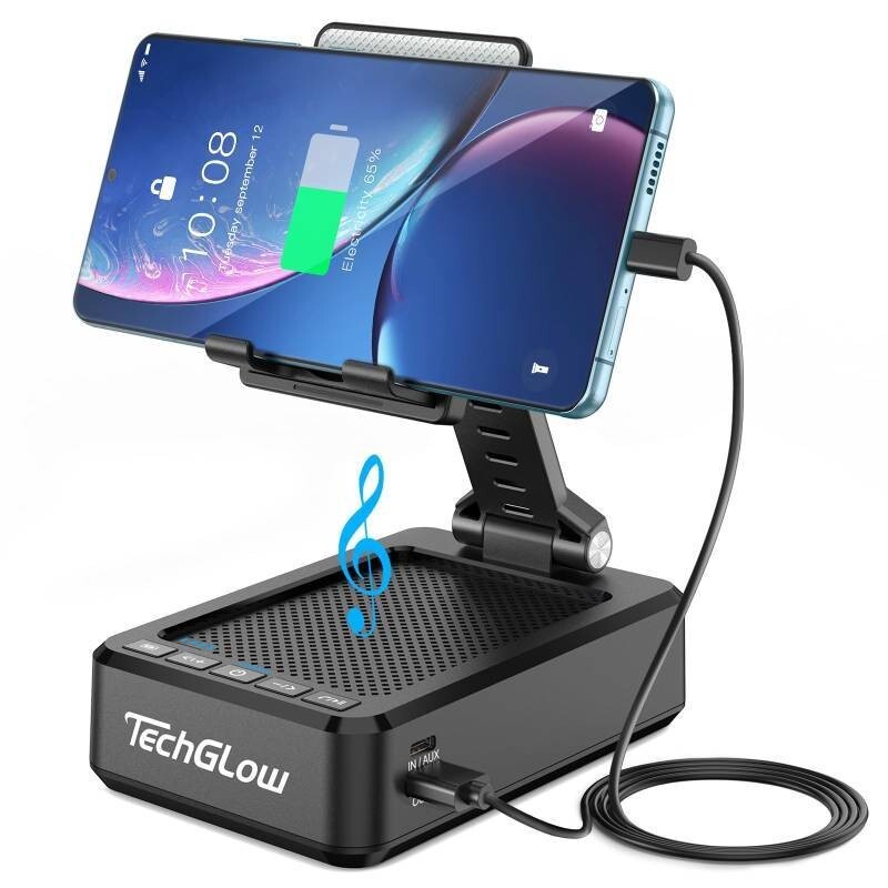 Techglow Gifts for Men Women Foldable Cellphone Stand with Bluetooth Speaker and