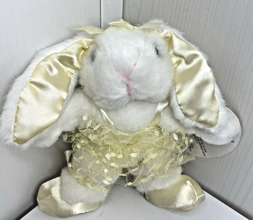 Easter Bunny Rabbit Ballerina plush stuffed animal w/ tag Yellow outfit 6.75