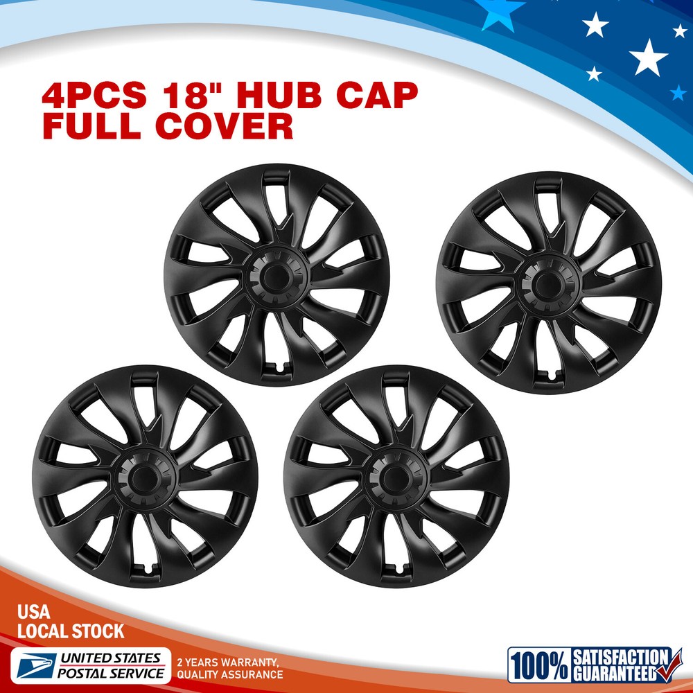 4PCS Black Hub Cap for Tesla Model 3 18