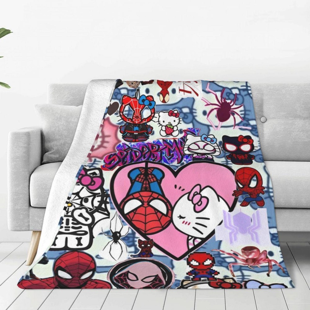 Throw Blanket Carton Art Woven Sofa Covers Multicolor Modern Machine Washable