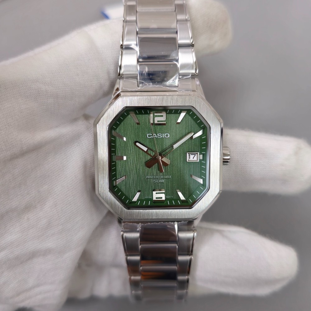 Casio MTP-B195D-3AVDF Men’s Watch | Green Dial | Stainless Steel | 50M | Origina