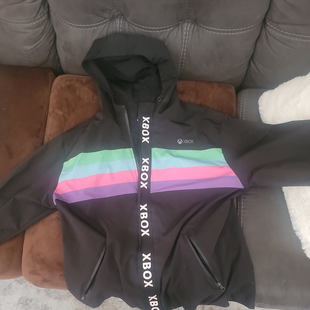 Xbox Jacket Mens 3XL Black Multicolor Hooded Windbreaker Meta Threads 2020 Gamer