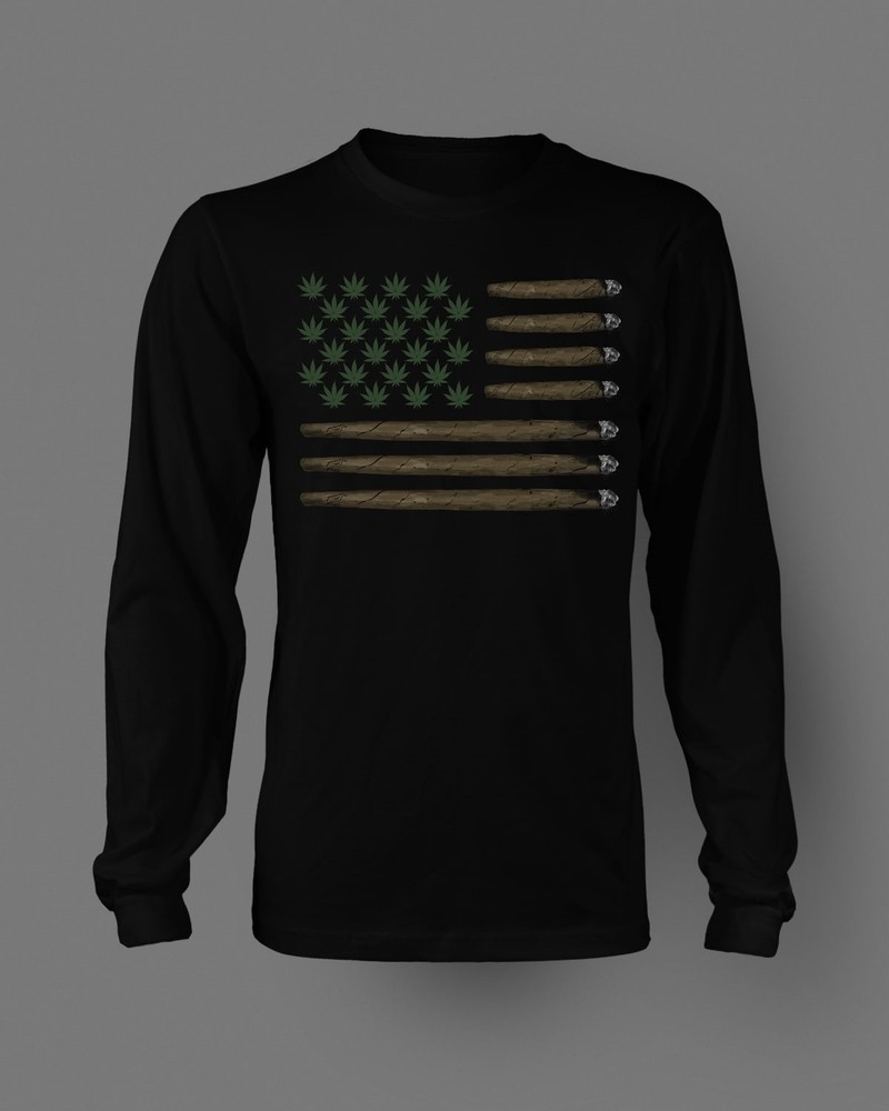 Retro Mary Jane Weed Tee Matching Blunt Smoking Flag Shirt