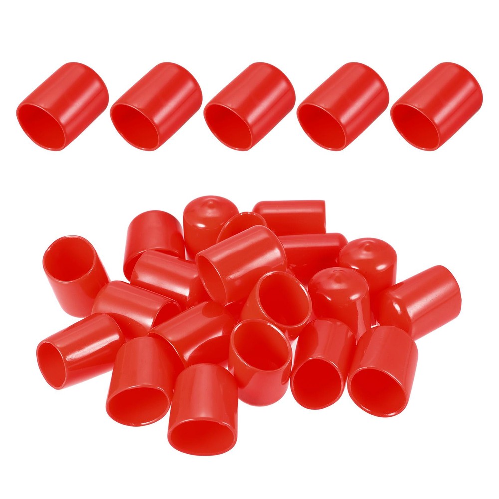 25-Pack 18mm ID Red Rubber Screw Thread Protector Caps for Bolts