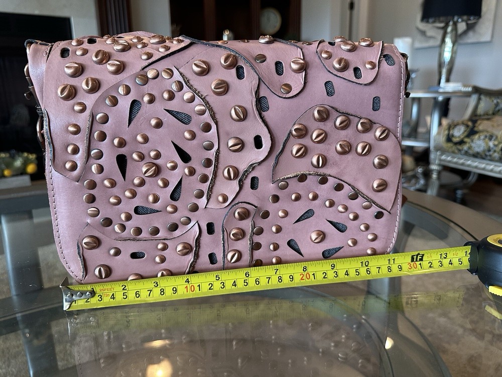 Patricia Nash Granada Rose Gold Studded Handbag with Matching Wallet EUC