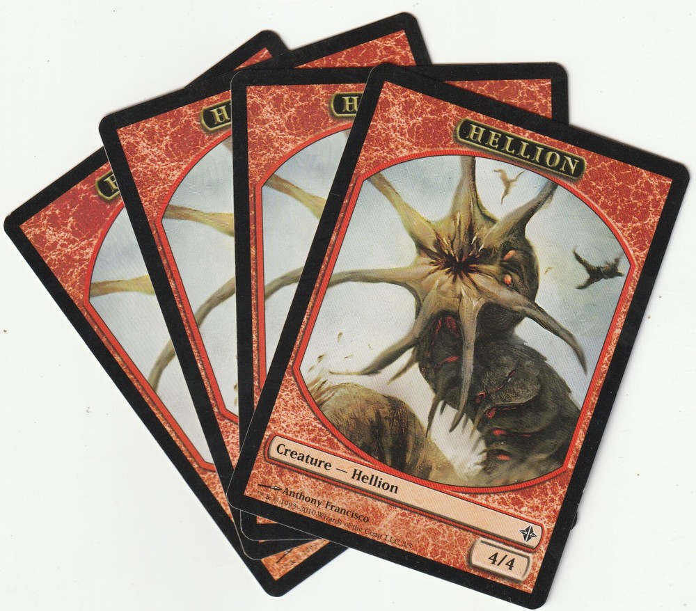 ✪ 4 MAGIC The Gathering HELLION Red Creature Tokens MTG PLAYSET ROE/EN 2010