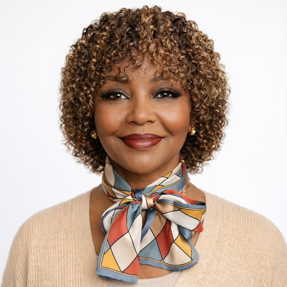 short kinky curly wig with bangs for black women 100 percent human hair machi...