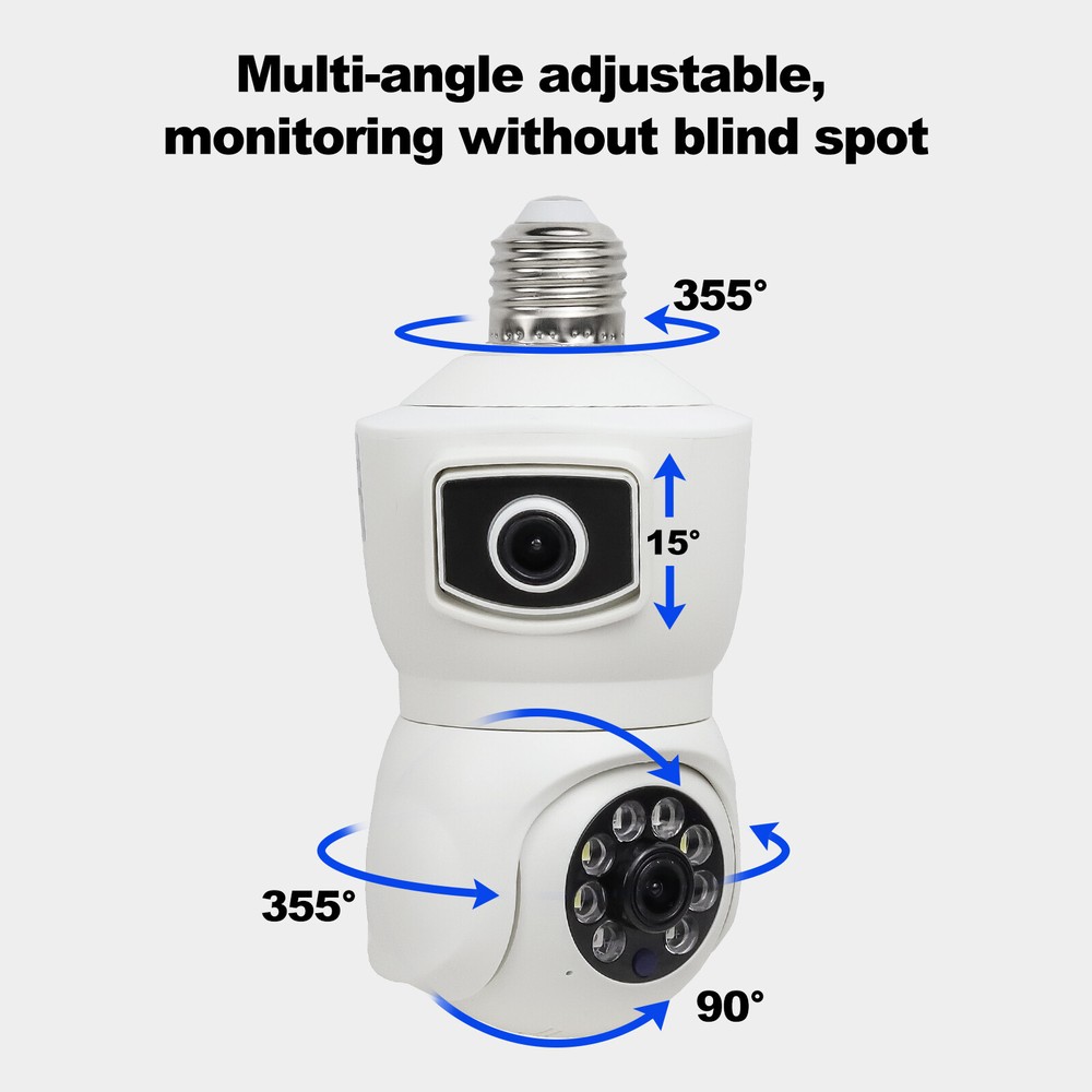 360°2 Lens 1080P IP E27 Light Bulb Camera Wi-Fi IR Night Smart Wireless Securit