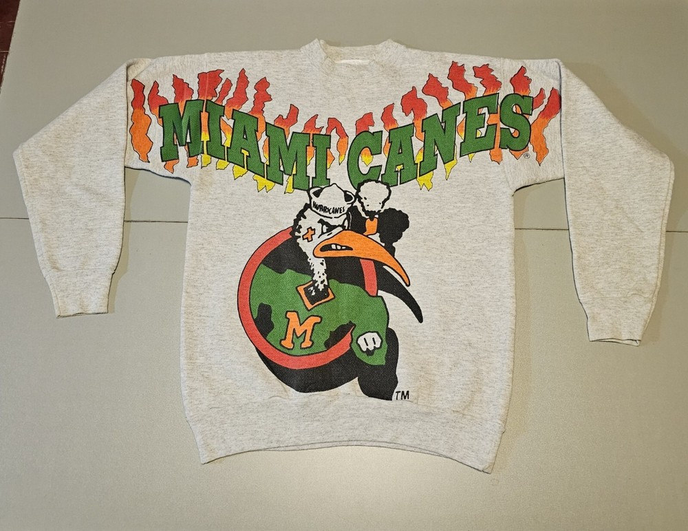 Miami Hurricanes NCAA Play By Play Mens Size Large Double Sided Sweatshirt