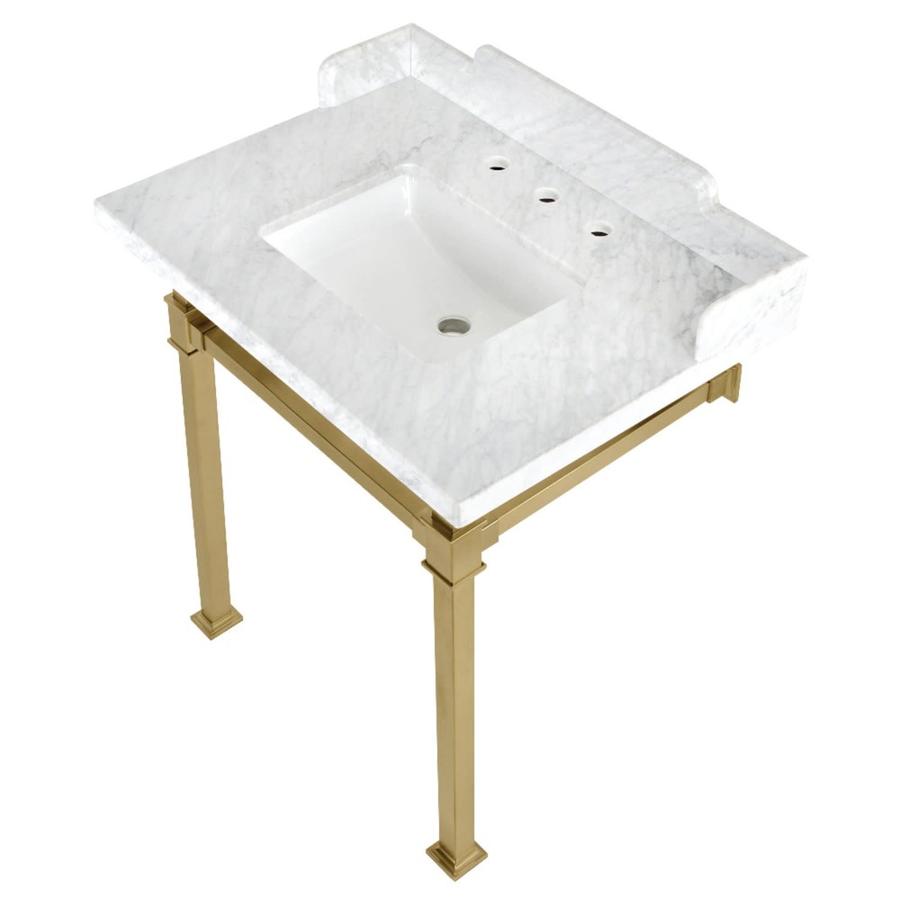 Kingston Brass Viceroy 30 Inch Single Rectangular Marble White Bathroom Sink